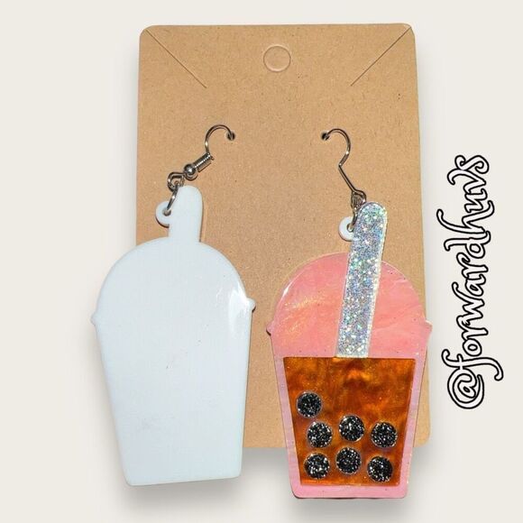 Bulky Plastic Ice Cream Shake Hand Crafted Earrings - Picture 6 of 7